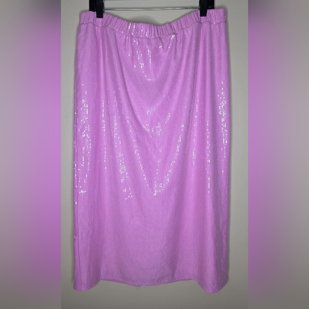 St. John's Bay Women Pink Sequin Skirt Elastic Waist XL
